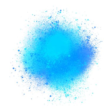 Tasarım için beyaz arkaplanda mavi suluboya sıçramaları.