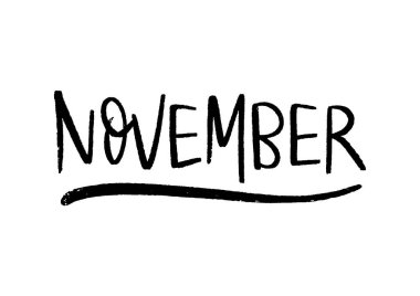 Kasım ayındaki el yazısı beyaz arkaplanda.