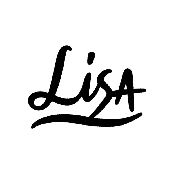 Naam Van Vrouw Lisa Handschrift Witte Achtergrond — Stockvector