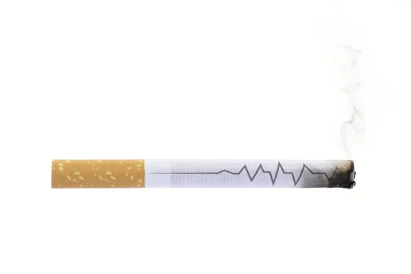 Linha Batimento Cardíaco Cigarro Letal Parar Fumar Sinal — Fotografia de Stock