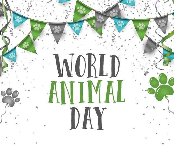 Journée Mondiale Des Animaux Octobre Bunting Fête Drapeaux Avec Chien — Photo