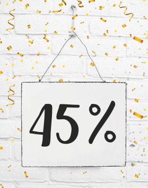 Kırk beş yüzde 45 %'i siyah Cuma satış % 45 indirim altın parti konfeti afiş billboard kapalı