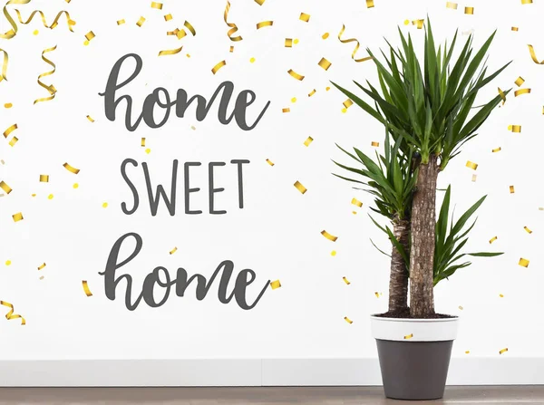 Text quote home sweet home in new house welcome back