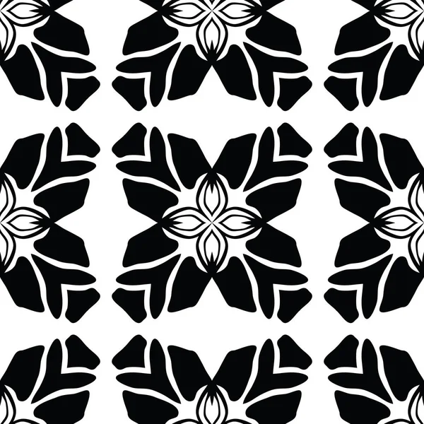 Siyah beyaz yaprak yorgan vektör desen. Elle çizilmiş sorunsuz dekoratif Patchwork grafik ambalaj, Modern moda parmak, sabit, kağıt ürünleri veya Trendy şal. Tek renkli arka plan üzerinde