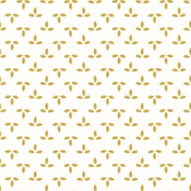 Küçük yeşil yaprakları çizgiler. El çizilmiş Dikişsiz vektör desen illüstrasyon. Beyaz arka planda basit ve zarif trendy Bahçe çiçek Üçlü yaprak.