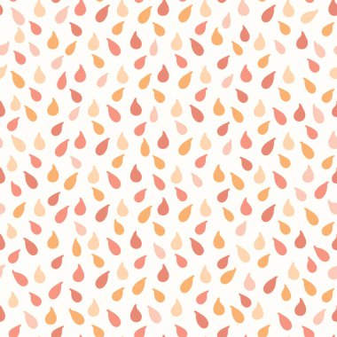 Portakal Narenciye meyve sıçramaları sulu damla. El çizilmiş Dikişsiz vektör desen illüstrasyon. Tropikal meyve suyu veya mercan konfeti şekilleri taze ıslak damlacıklar.