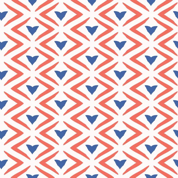 Estilo Década 1950 Retro Chevron Love Heart Seamless Vector Pattern — Vector de stock