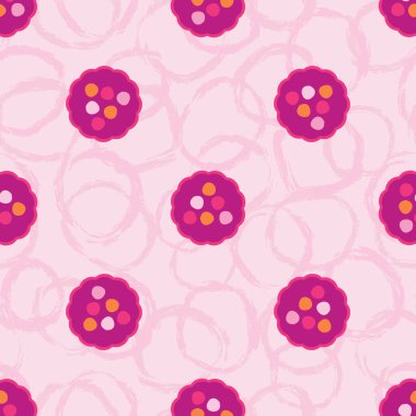 Retro Lacy Polka Nokta Dikişsiz Desen. Allover Dotty Soyut Doku 1950'lerin Stil Trendy Ev Dekor, Kawaii Duvar Kağıdı, Yaz Moda Baskı Tekstil, Girly Scrapbook Backdrop. Pembe Mor Turuncu