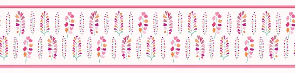 Spring Flowers Seamless Vector Border Soft Pastel Colors Hand Drawn — Stock Vector