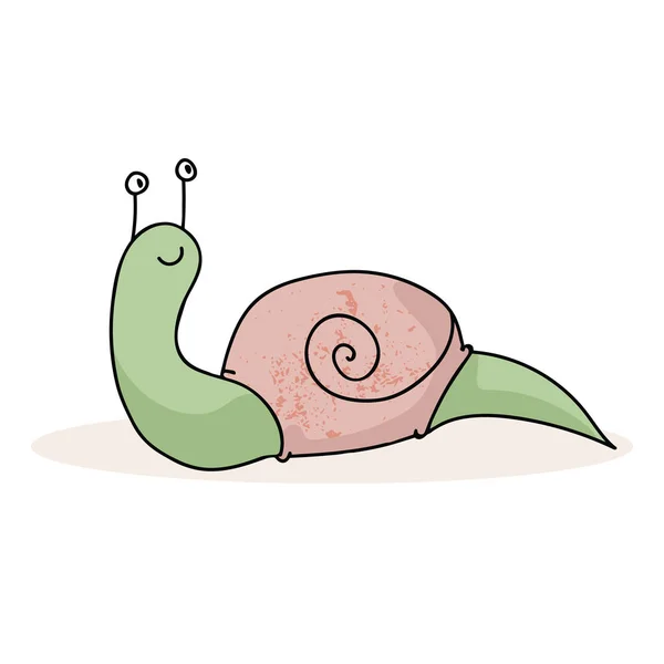 Cute Snail Illustration Nature Scrapbooking Dalam Bahasa Inggris Moluska Manis - Stok Vektor