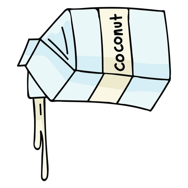 Roztomilý Vektorové Ilustrace Kokosového Mléka Pro Alergie Nesnášenlivost Foodie Umění — Stockový vektor
