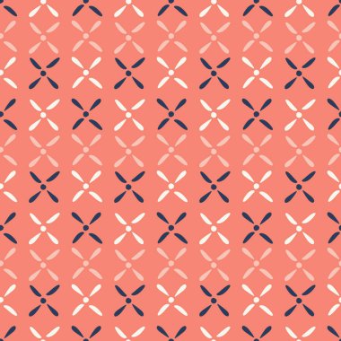 Elle çizilmiş mercan mavi çapraz nokta çiçeği. Sorunsuz vektör desen. Yazdırma Gösterim amacıyla modern trendy şık geometrik tüm hediye sarma veya yaz moda arka plan.