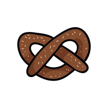 Tatlı tuzlu kraker karikatür vektör çizim motifi set. Elle çizilmiş öğeleri clipart Alman foodie blog, gıda grafik, kafe restoran web düğmeleri için pişmiş.