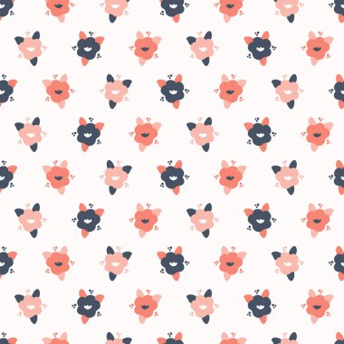 El çizilmiş mercan mavibahar çiçek polka nokta. Dikişsiz vektör deseni. Kutlama hediye sarma veya yaz moda arka plan için baskı illüstrasyon her yerinde Trendy şık küçük çiçek.