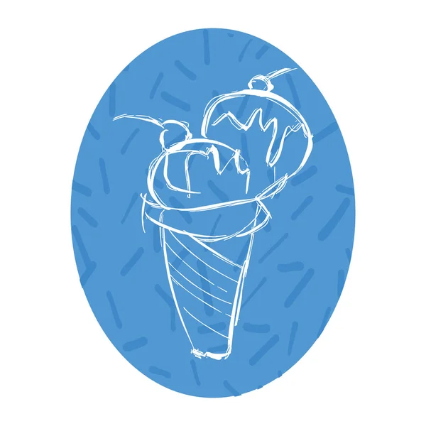 Cute Sketchy Ice Cream Cartoon Vector Illustration Motif Hand Drawn — Stock Vector
