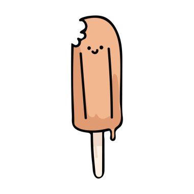 Kawaii buzlu şeker karikatür vektör çizim motifi set. El buz lolly tedavi öğeleri clipart şeker gıda grafik, web düğmeleri için yaz çekilmiş.