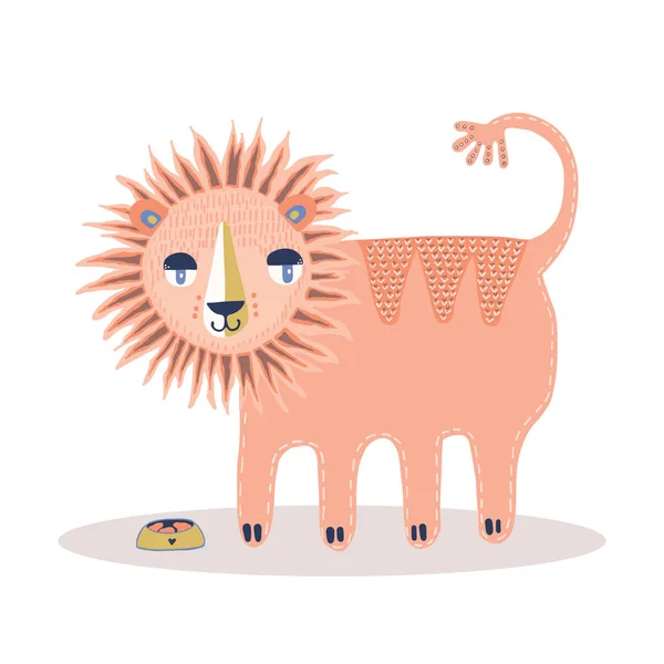 Χαριτωμένη Εικονογραφία Του Διανύσματος Λιονταριού Χειροποίητα Ζώα Ζωολογικού Κήπου Κομψό — Διανυσματικό Αρχείο