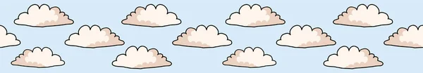 Ilustración Nube Vectorial Dibujada Mano Borde Repetitivo Sin Costuras Lineeart — Archivo Imágenes Vectoriales