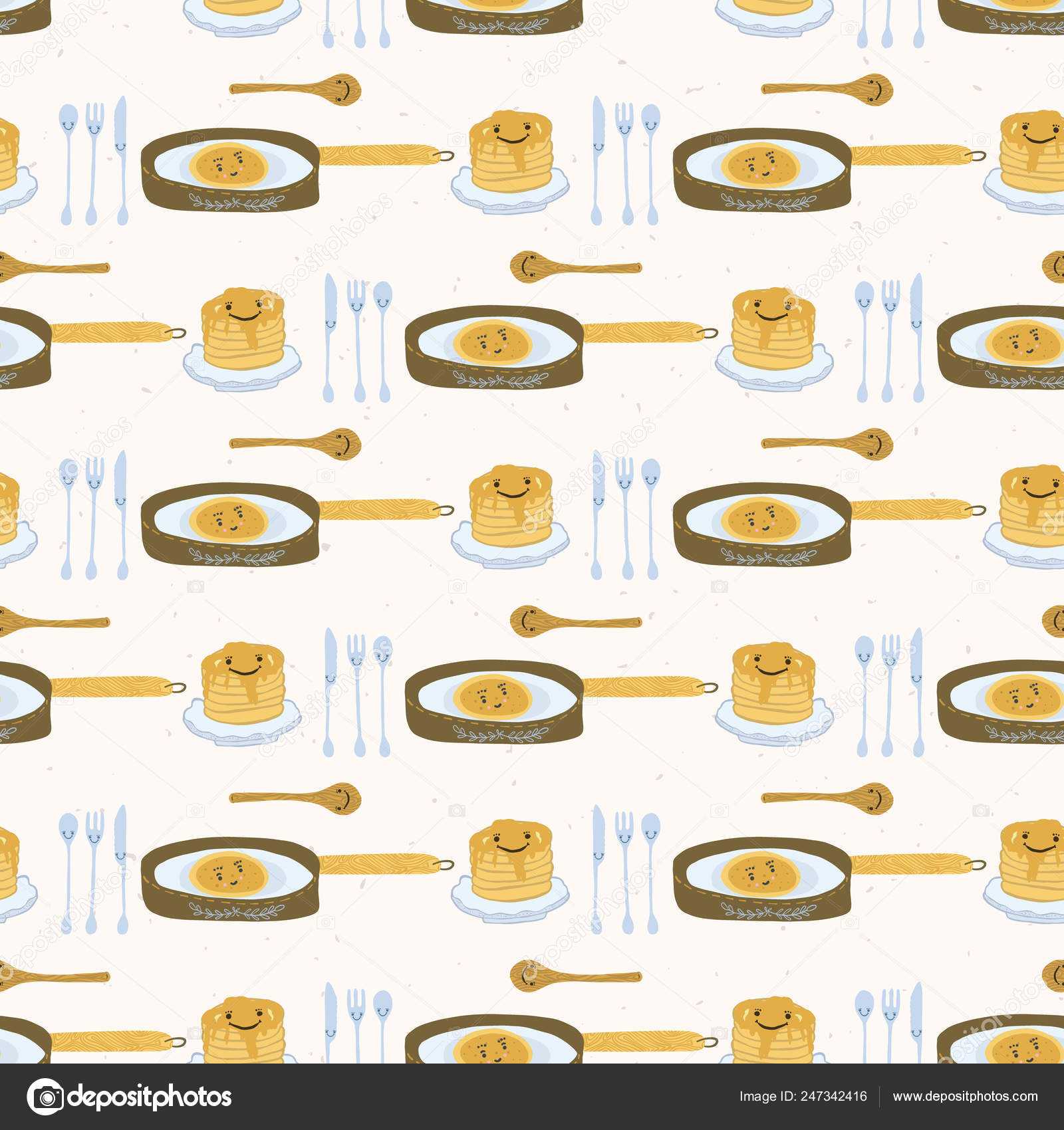 かわいいベクター パンケーキ日朝食イラスト シームレスな繰り返し