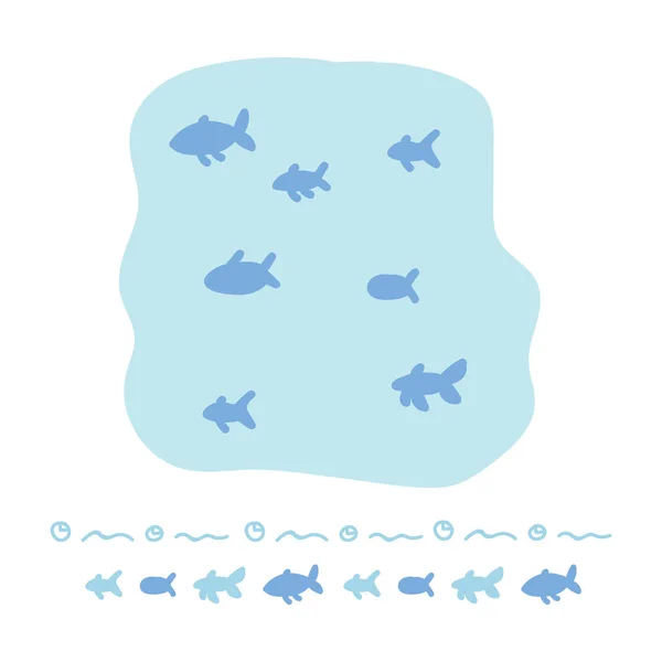 可爱的海洋鱼群卡通矢量插画主题集. — 图库矢量图片