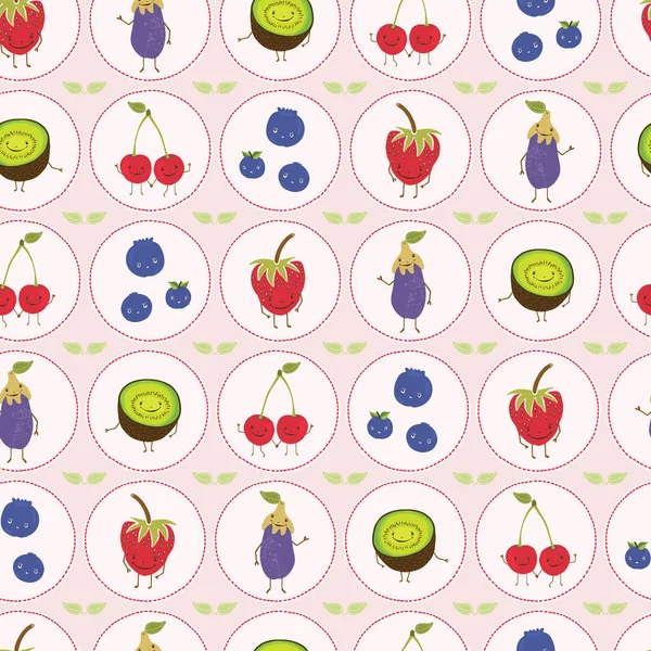 Lindo vector de lunares de frutas ilustración. Patrón de repetición sin fisuras . — Vector de stock