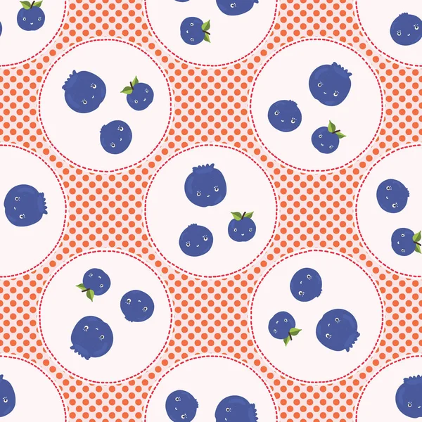 Cute blueberries polka dot vector illustration. Seamless repeating pattern. — Stock Vector