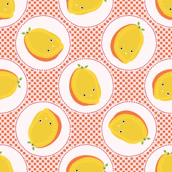 Lindo mango fruta lunares vector ilustración. Patrón de repetición sin fisuras . — Vector de stock