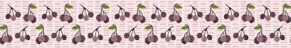 Realistic aronia berry vector illustration Seamless repeating border pattern — Stock Vector