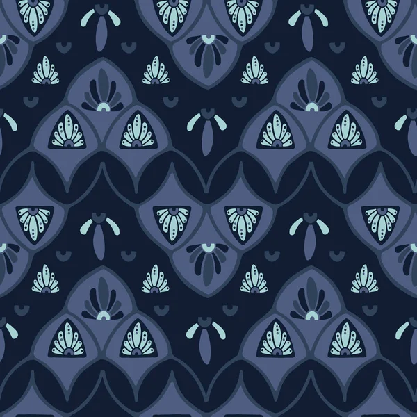 Colorant bleu indigo motif floral stylisé répétant sans couture — Image vectorielle
