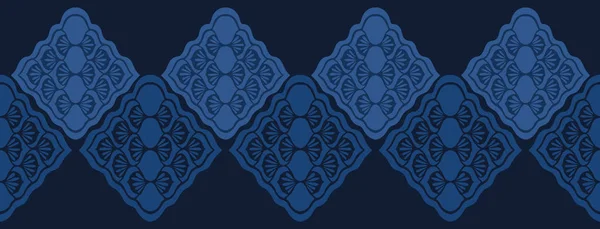 Colorant bleu indigo stylisé motif de bordure florale. Répétition sans couture . — Image vectorielle