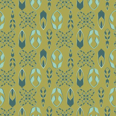 Halk süs sorunsuz vektör desen, elle çizilmiş illüstrasyon mevsim moda parmak izi