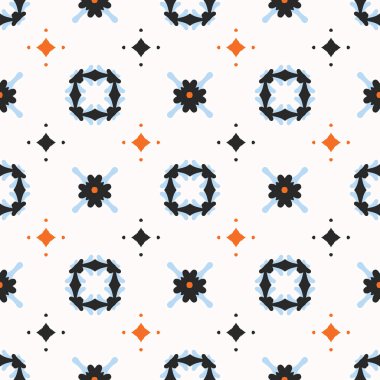 Retro papatya çiçek vektör desen el sorunsuz Vintage tarzı çiçek resimde çekilmiş,