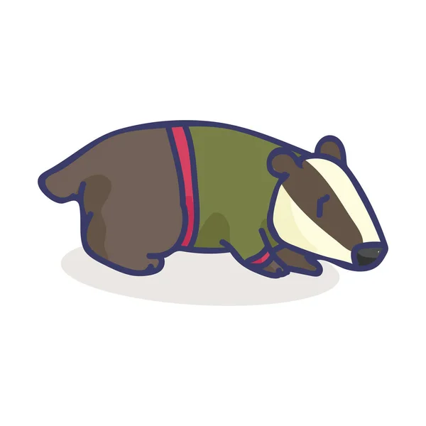 可爱的獾卡通矢量插图主题集。手绘的被隔绝的森林动物 — 图库矢量图片