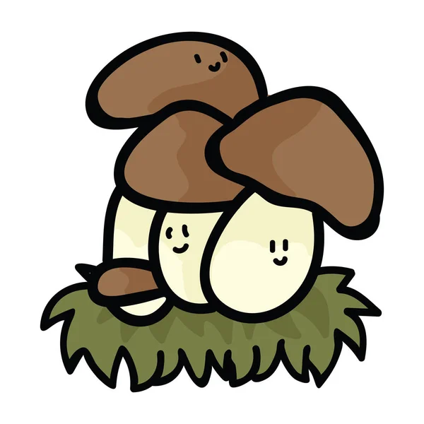 Kawaii ceps cogumelo desenho animado personagem ilustração motivo conjunto . — Vetor de Stock