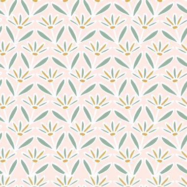 Bahar Çiçek Papatya Şeritler Dikişsiz Vektör Desen. El Çizilmiş Allover Çiçek