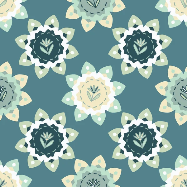 Fleurs en fleurs style marguerite motif vectoriel sans couture. Gras printemps main dessiné floral — Image vectorielle