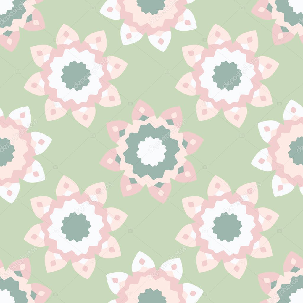 Pastel Daisies Allover Style Seamless Vector Pattern. Hand Drawn Spring Floral Texture