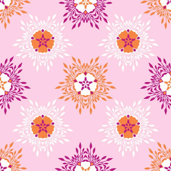 Boho Flower Blooms All Over Print Vector. Modèle répétitif sans couture floral coloré — Image vectorielle