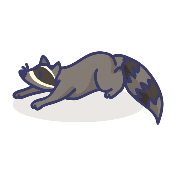 Cute raccoon cartoon vector illustration motif set. — Stock Vector