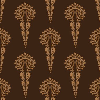 El çizilmiş farsça arabesk süs şam illüstrasyon. Dikişsiz dekoratif