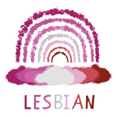 Hand drawn lesbian cloud, sun vector illustration. Multicolor texture silhouette collection text. clipart