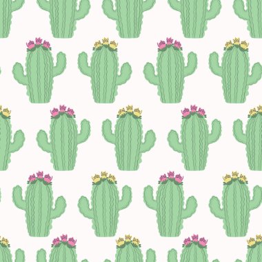 Kaktüs çiçeklenme dikişsiz desen. Kapalı sulu houseplant çiçek