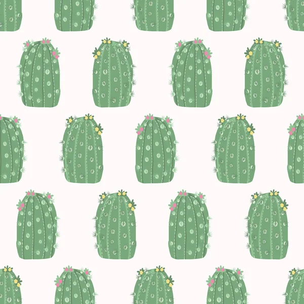 Cactus florescer padrão sem costura. Planta de sala suculenta interior — Vetor de Stock