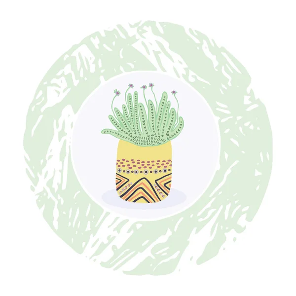 Cactus en pot plante clipart élément cadre. Intérieur isolé succulent — Image vectorielle