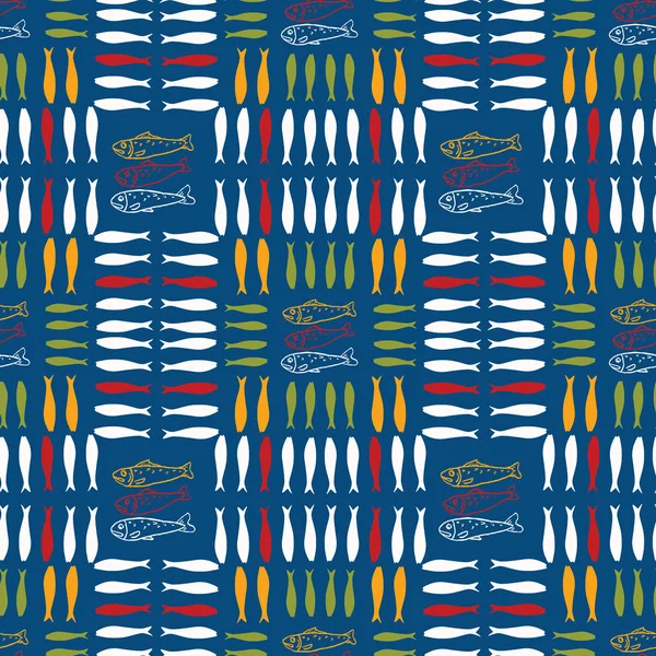 Fond sarde de poissons motif vectoriel sans couture. Lisbonne St Antonio fête de la cuisine portugaise traditionnelle poissons grillés . — Image vectorielle