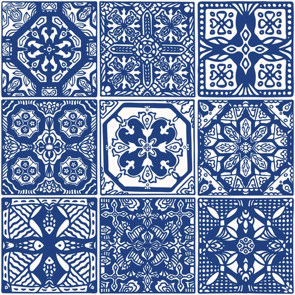 Sardalya dekor dikişsiz vektör desenli mozaik karo. Lizbon St Antonio geleneksel portugese creamic ev dekorasyonu.