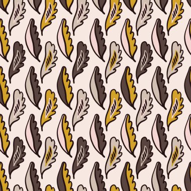Sonbahar Sonbahar Yaprakları Desen, El Çizilmiş Dikişsiz Vektör İllüstrasyon, Trendy Moda Tekstil,