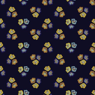 Bohem Retro Çiçek Çiçek Desen, El Çizilmiş Dikişsiz Vektör Gül Halk Tarzı Çiçek İllüstrasyon