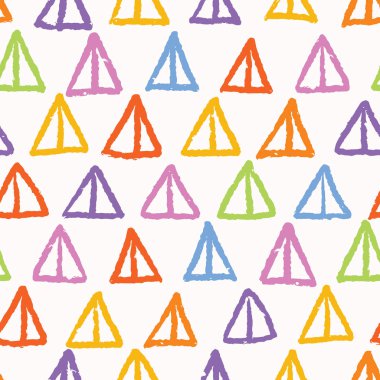 El boyaması gökkuşağı üçgenleri. Kesintisiz yineleme deseni. Çocukça eğlenceli vektör illüstrasyon.