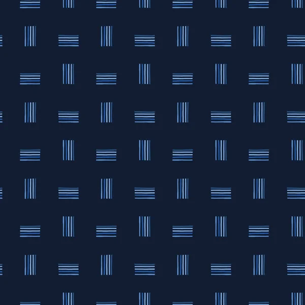 Indigo mavi grafik soyut çizgiler sorunsuz desen. Modern geometrik şerit vektör illüstrasyon.